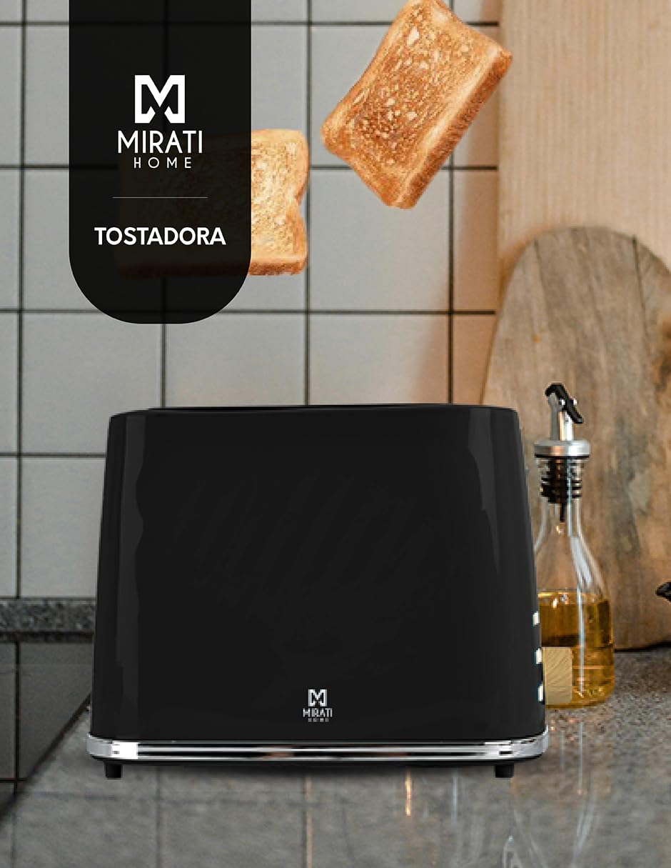 Tostador Mirati 800 Watts, 7 Niveles de tostado, Color negro. Modelo MBT01N