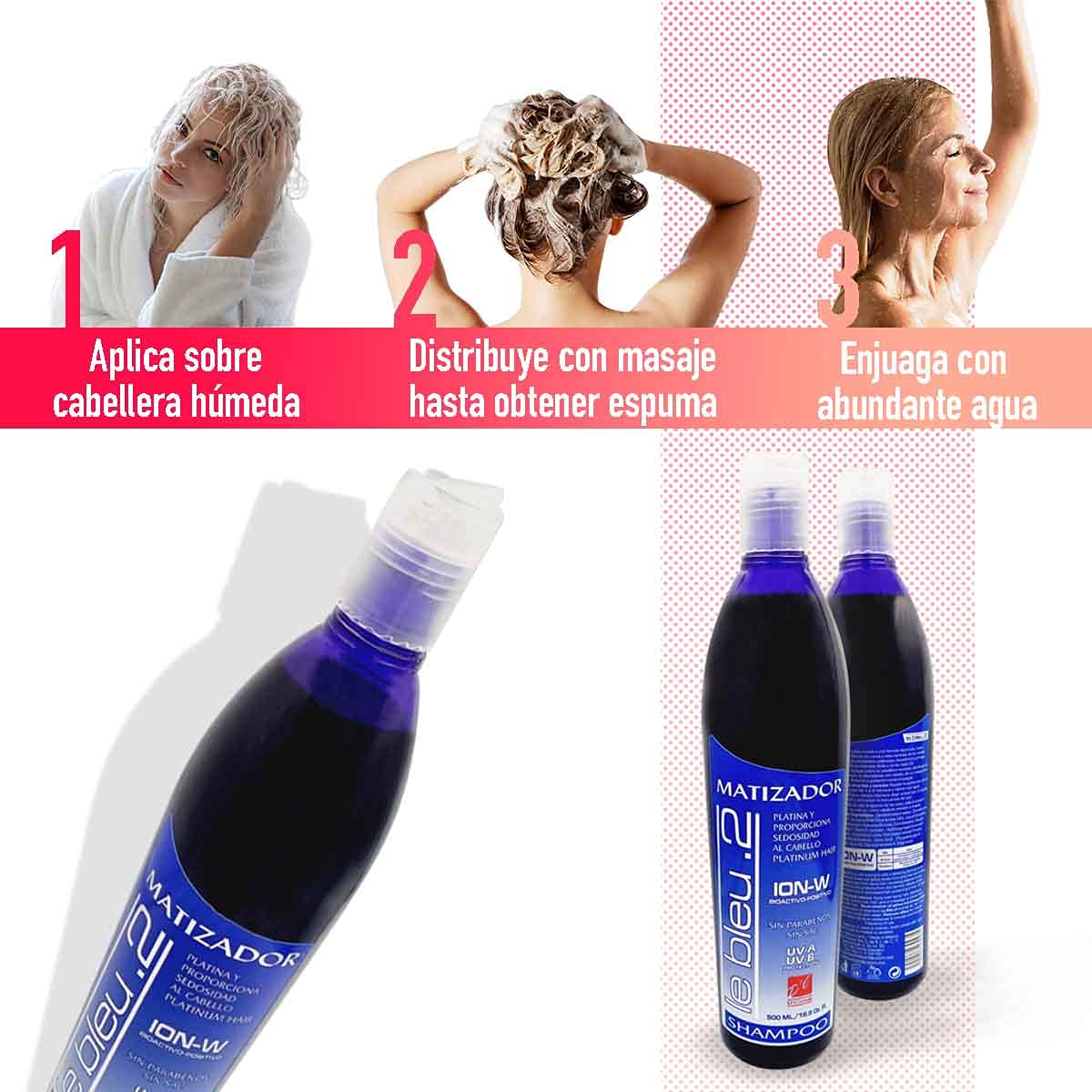 D'Conde Shampoo Matizador Morado sin sales ni parabenos para Cuidado de Cabello Platinado, excelente matizador de canas elimina visos amarillos y naranjas, da un efecto platinado al cabello teñido, 500ml.