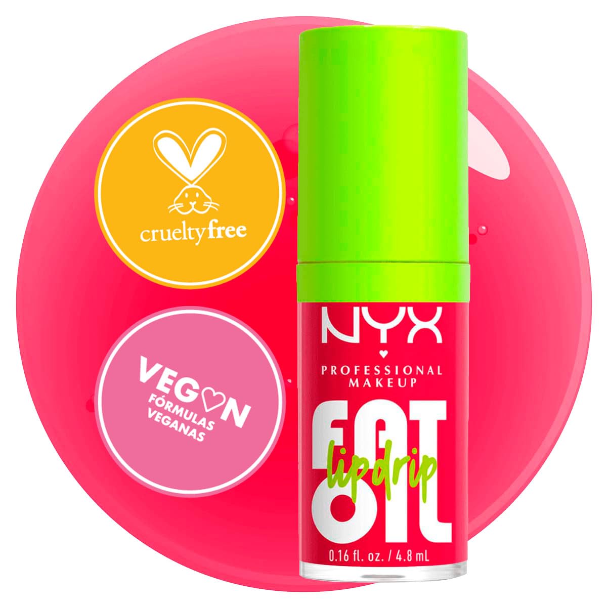 NYX Professional Makeup, Fat Oil Lip Drip Gloss, 4.8ml. Tono: News Feed. Brillo labial hidratante con efecto jugoso hasta por 12 horas. Infusionado con aceite de aguacate, mora y frambuesa para una sensación no pegajosa. Fórmula vegana.