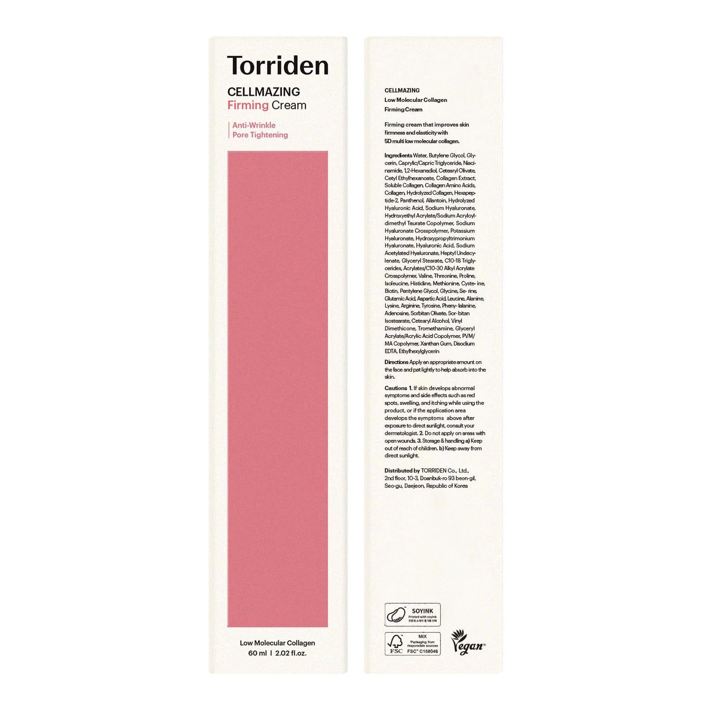 Torriden CELLMAZING Low Molecular Collagen Firming Cream, 2.02 fl.oz | 5D Collagen Complex | Minimize Pores & Wrinkles | Intense Hydration, Non-Greasy, Firming Finish | Cruelty Free