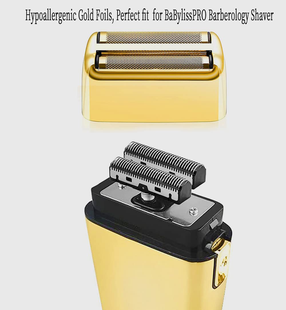 Juego de cortadores de papel de aluminio para afeitadora Babyliss Kaynway Professional Replacement emnet Cutter Blade para BaBylissPRO Barberology Metal Double Foil Shaver FX – Incluye 2 láminas, 2 cuchillas, 1 cubierta de cortador