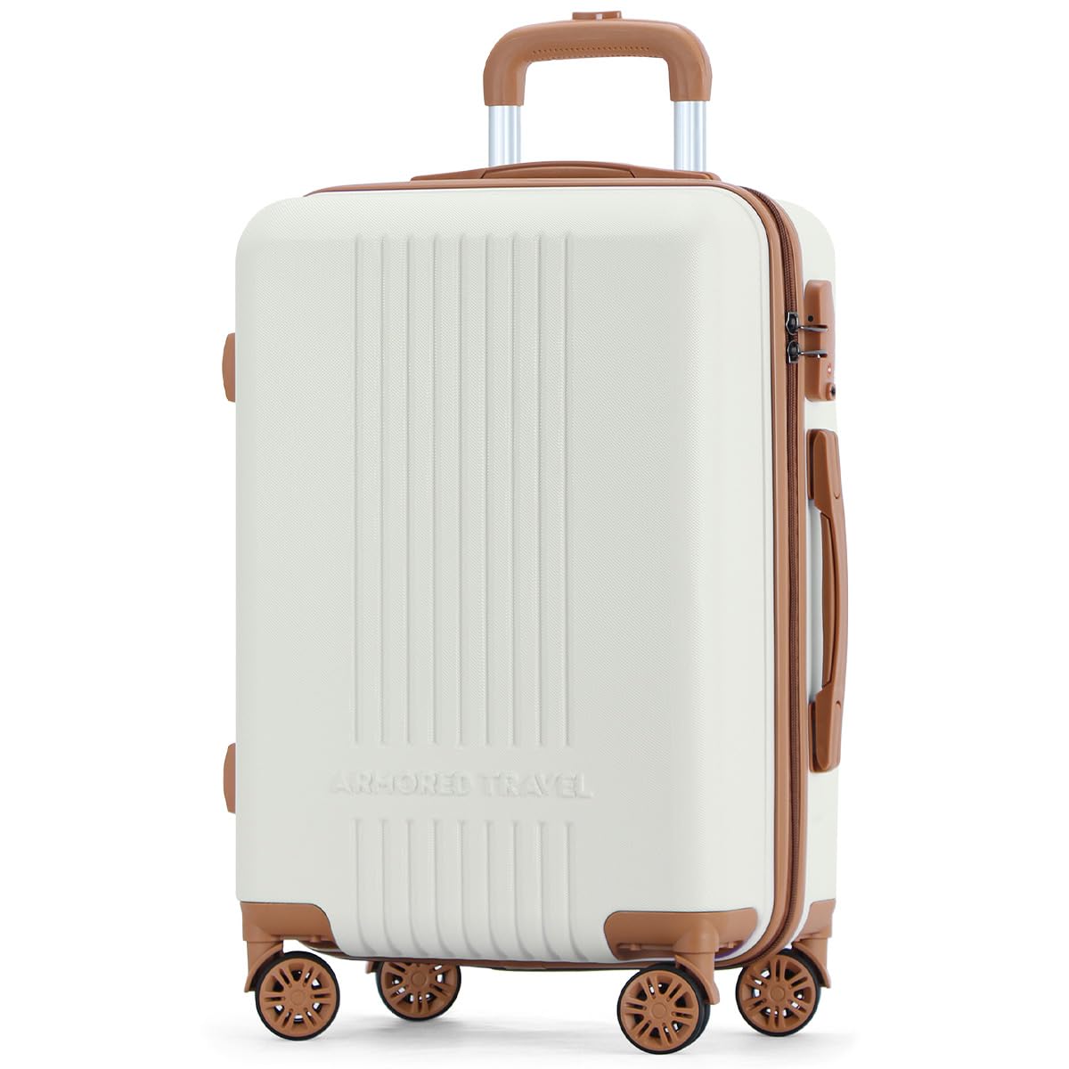 Maleta De Viaje Carry On 20" de Mano Cabina 10kg Rígida Doble Refuerzo Con * TSA Lock * Luggage suitcase Armored Travel (Beige - Palace)