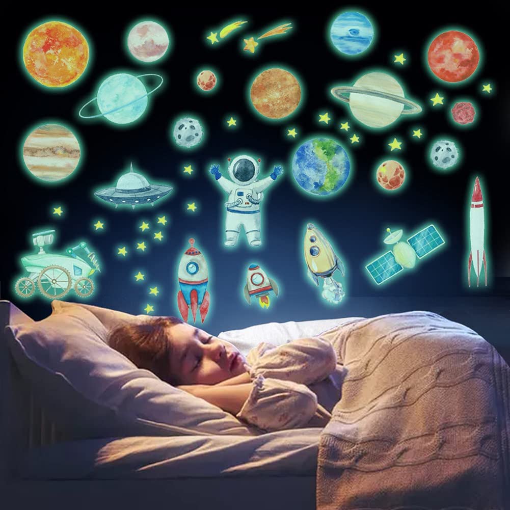 74Pzs Pegatinas Luminosas de Pared, Calcomanías Que Brillan en la Oscuridad
