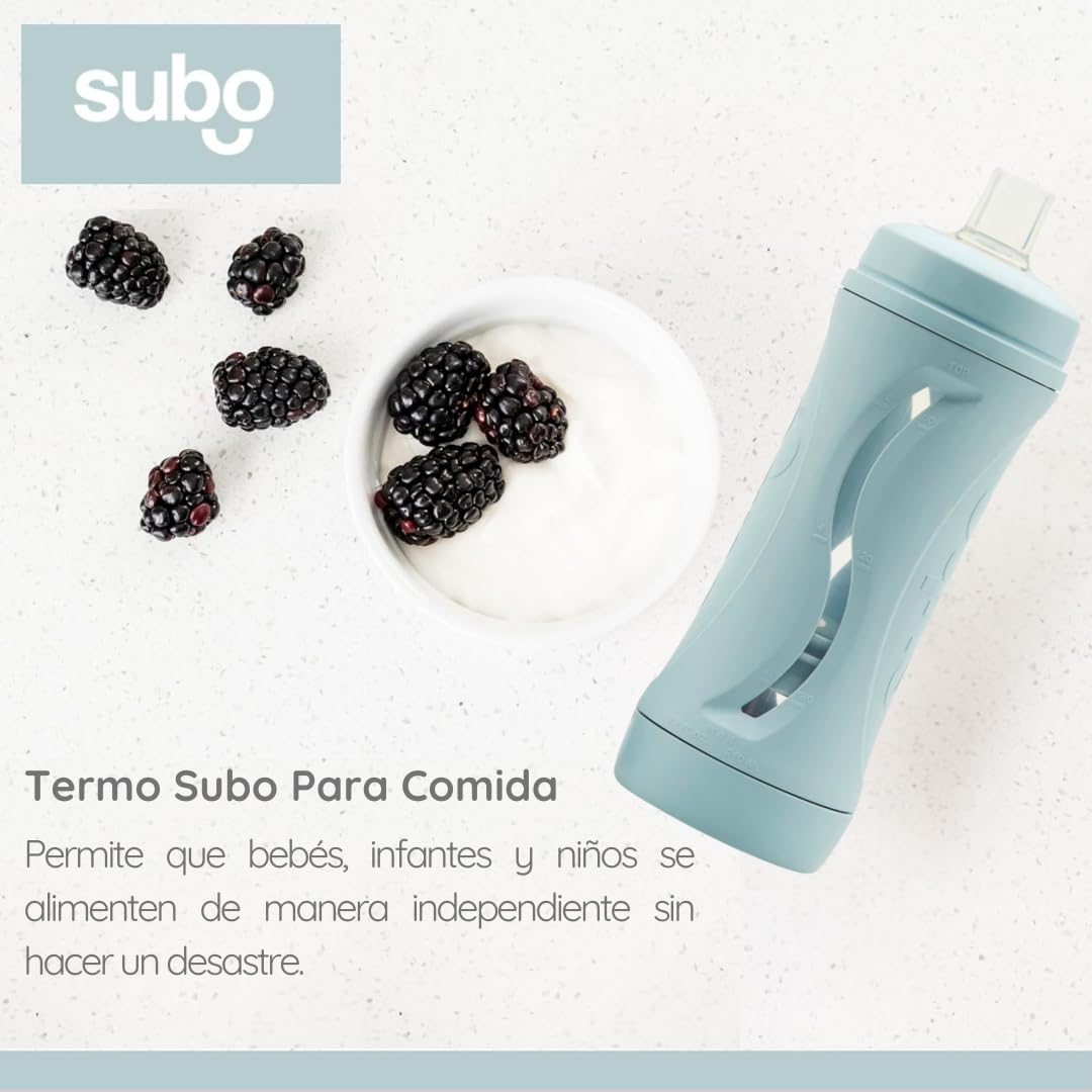 Termo Subo Baby | Alimentación sin derrames para bebés y niños pequeños | Diseño sin apretar para alimentos semilíquidos | Materiales seguros y duraderos | Termo reutilizable y lavable Zafiro