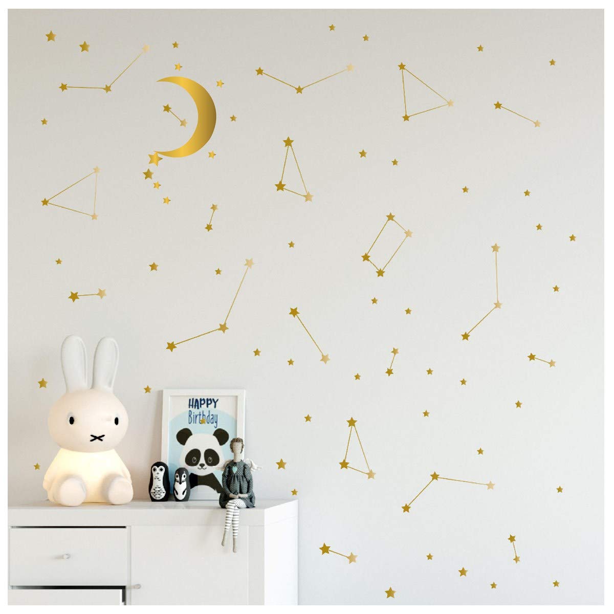 (Gold) - Melissalove 120 Gold Star Constellation Wall Decal Kids Bedroom Removable Decoration Outer Space Nursery Sticekrs Zodiac Astronomy Art Mural Decor ZB162 (Gold)