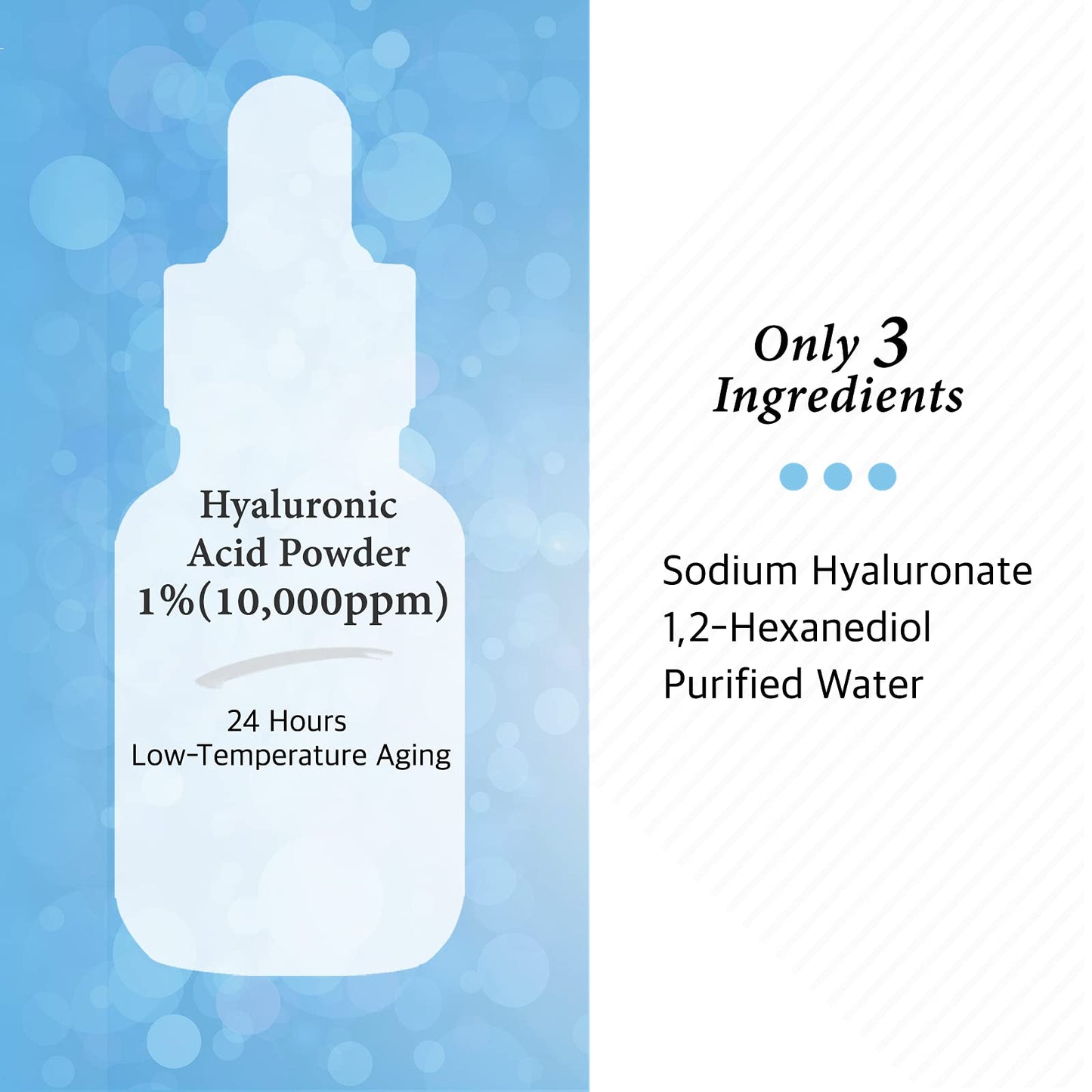 CosDeBAHA Pure 100% Hyaluronic Acid Moisturizer Serum, anti-aging, anti-wrinkles, Original Collagen Booster, Plumping, Softens Fine Lines, HA Powder 1%, Natural Facial Skin Care, paraben-free, 1Fl.oz