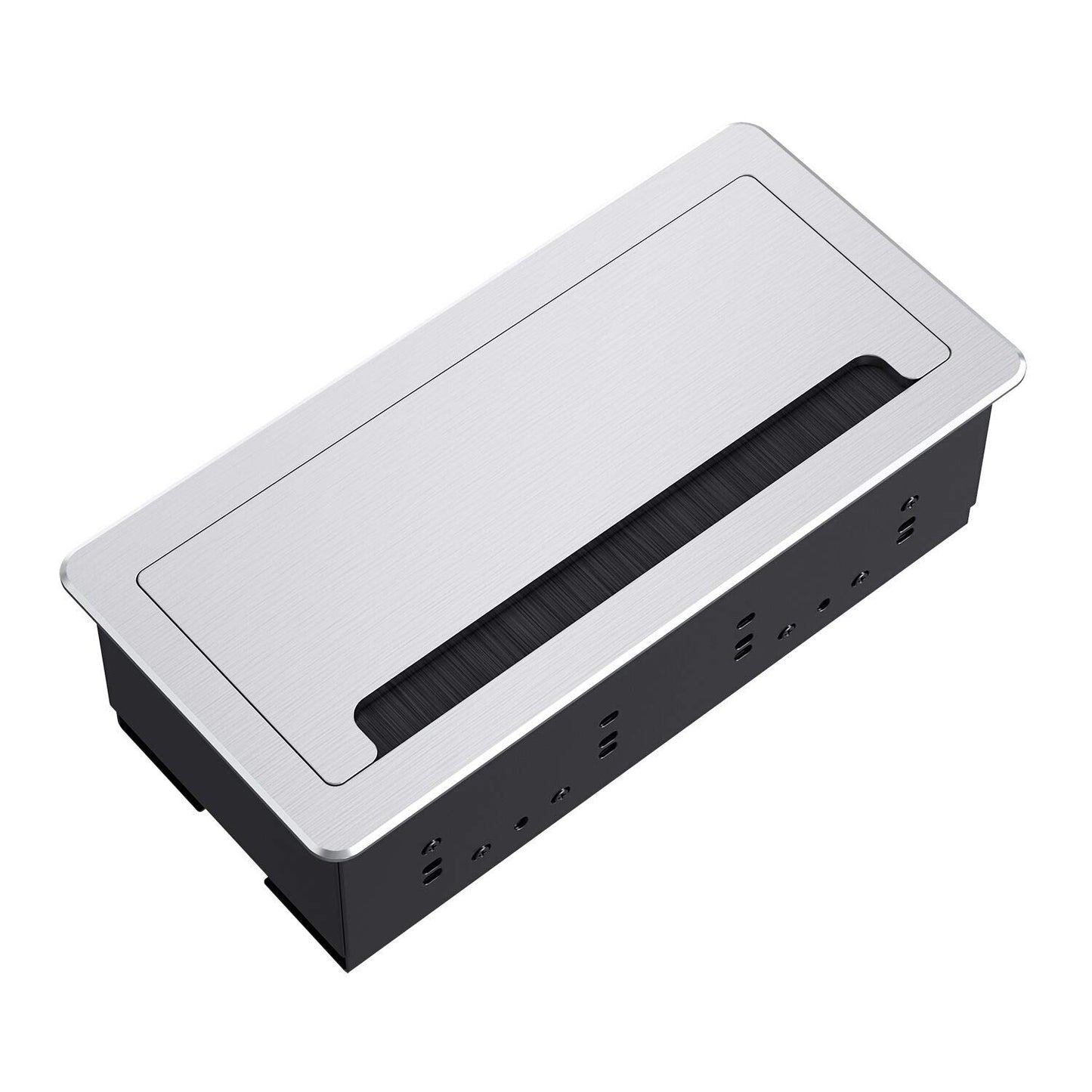 WEBANG Caja de conectividad empotrada Salida para mesa de sala de conferencias con receptáculo 2AC, 2RJ45, 1USB3.0, 1HDMI, 1 VGA, audio de 13,5 mm, color plateado