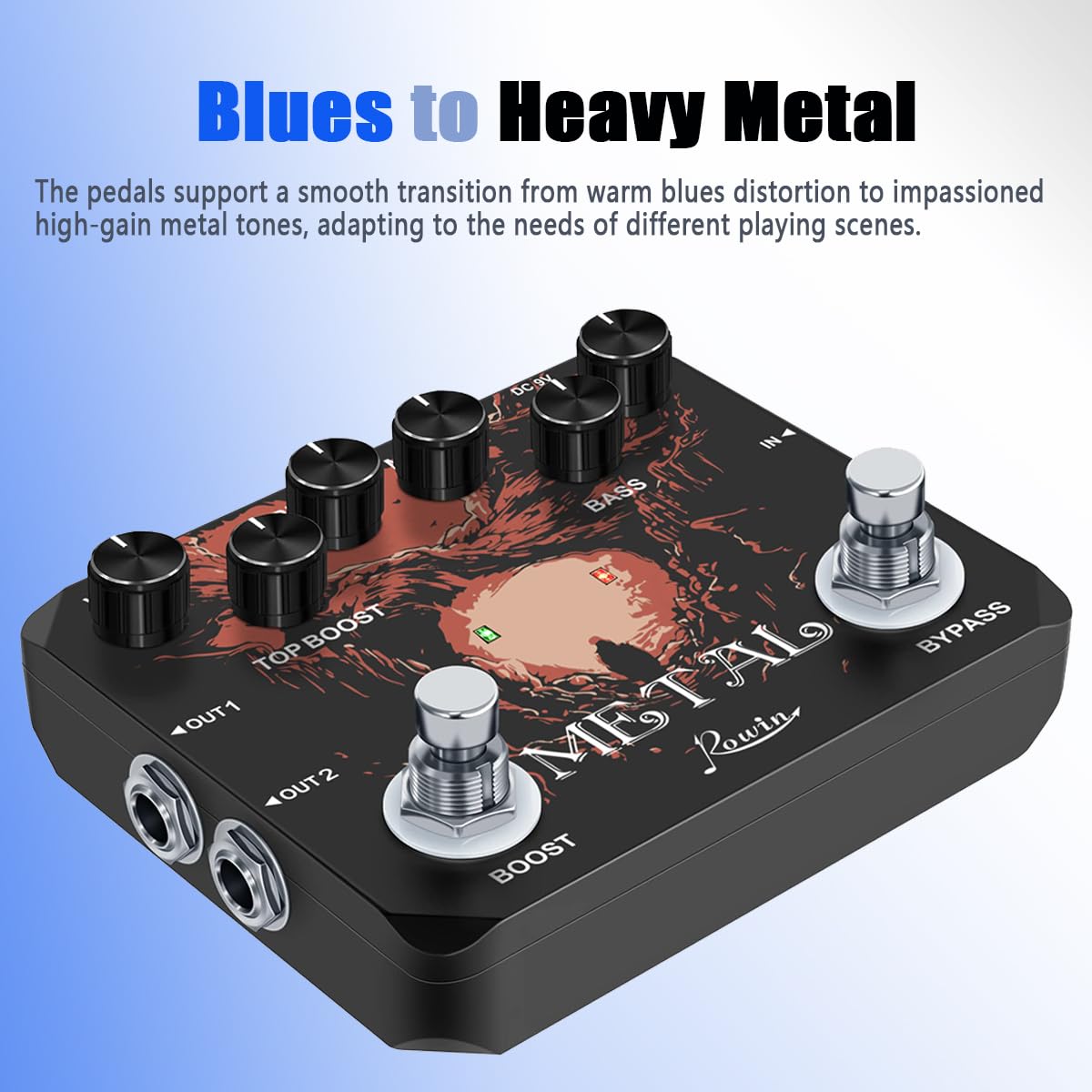 Pedal de Efecto para Guitarra Rowin LTL-03 Metal con True Bypass y Caja Metálica Completa