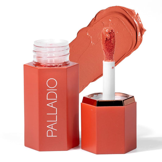 Palladio Rubor Líquido para Mejillas y Labios 2 en 1 Maquillaje, Rubor Facial, Fórmula Liviana en Crema, Resistente a Manchas, Rubor Pigmentado de Larga Duración, Acabado Radiante, Sunny Coral