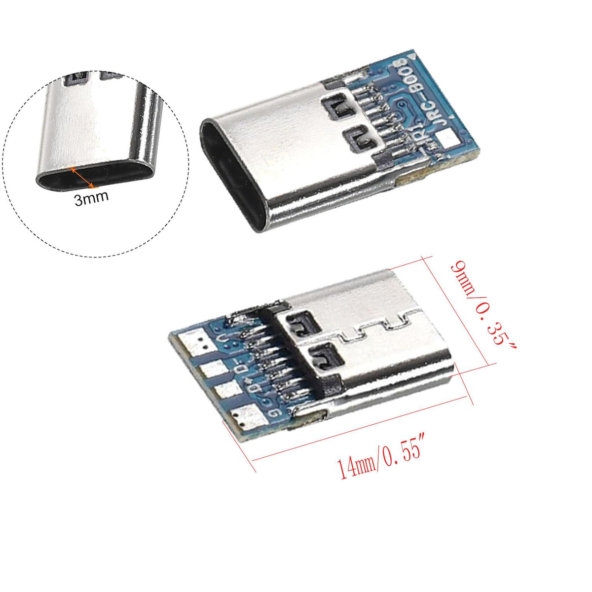 Conectores USB 3.1 Tipo C de 14 Pines con Adaptador de Placa PCB