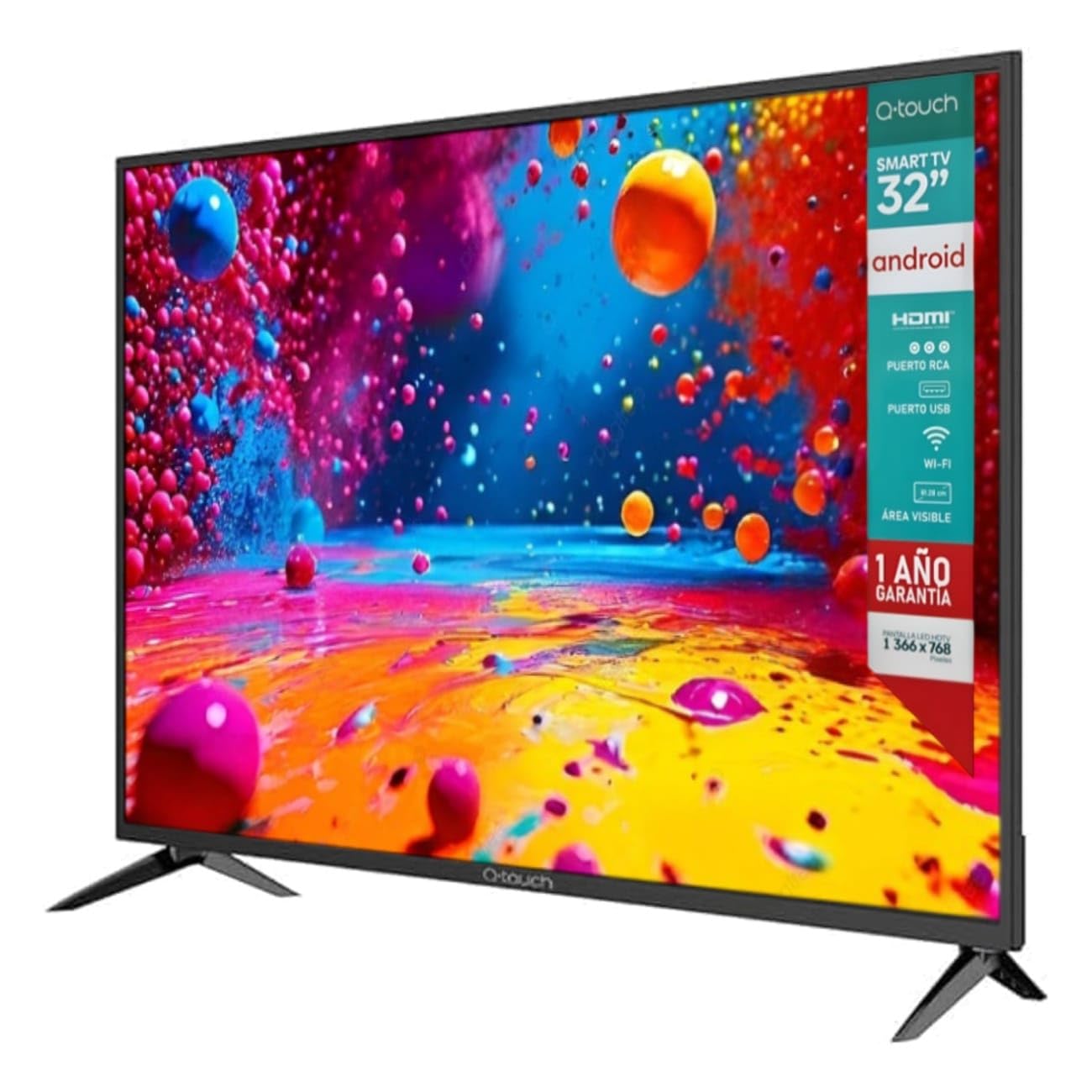 Q-touch - Smart TV Android 32" HD - Pantalla LED, WiFi, Netflix, Youtube