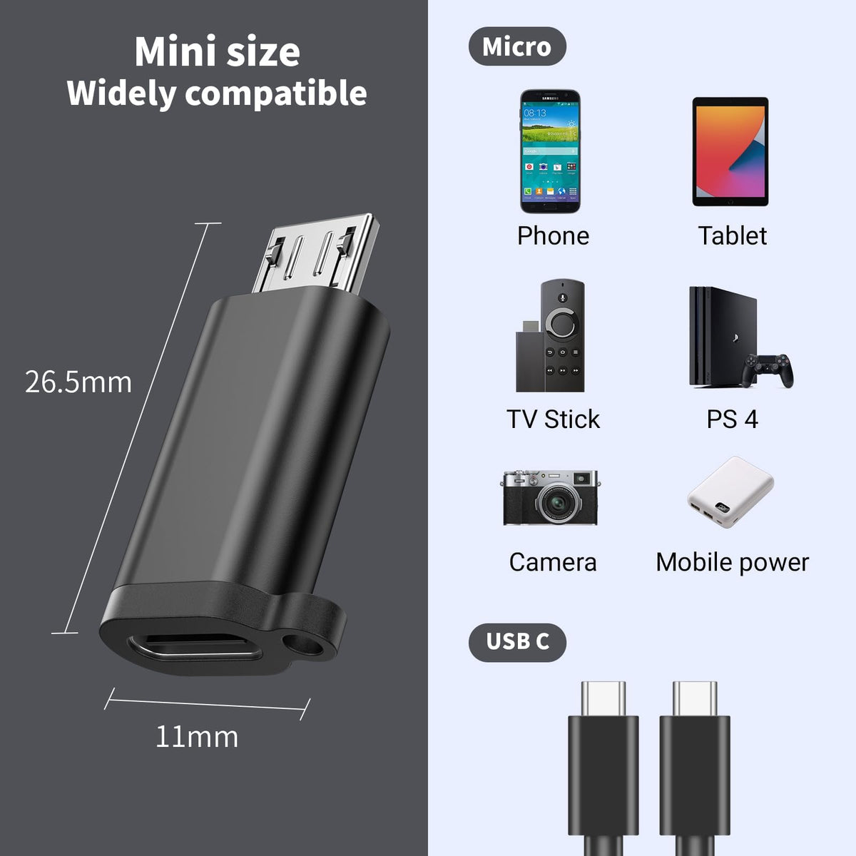 Paquete de Adaptadores USB Compatibles con Carga y Sincronización para GPS, Cámara y MP3