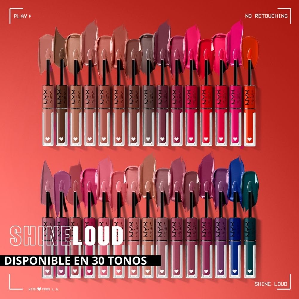 NYX Professional Makeup, Shine Loud, Labial Líquido Larga Duración, Ambi