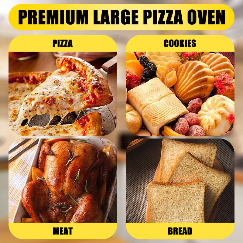KOOTEN - Horno de pizza de mesa de 2 niveles, acero inoxidable comercial eléctrico para interiores con temporizador para el hogar y el restaurante