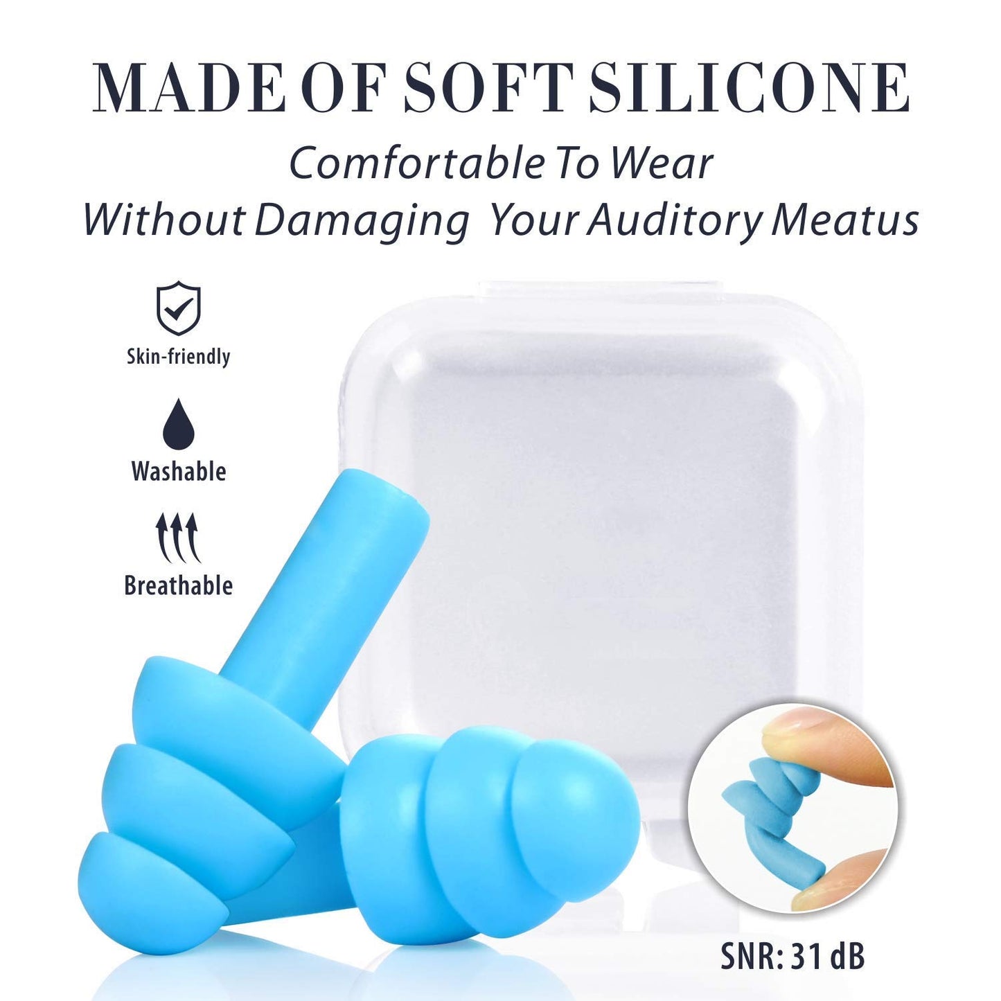Tapones para Oídos Espuma Reutilizables Suaves y Cómodos para Dormir y Nadar