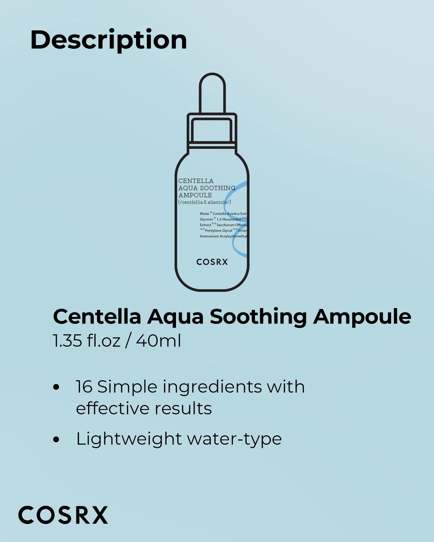 COSRX Hydrium Centella Aqua Soothing Ampoule, 40ml / 1.35 fl.oz
