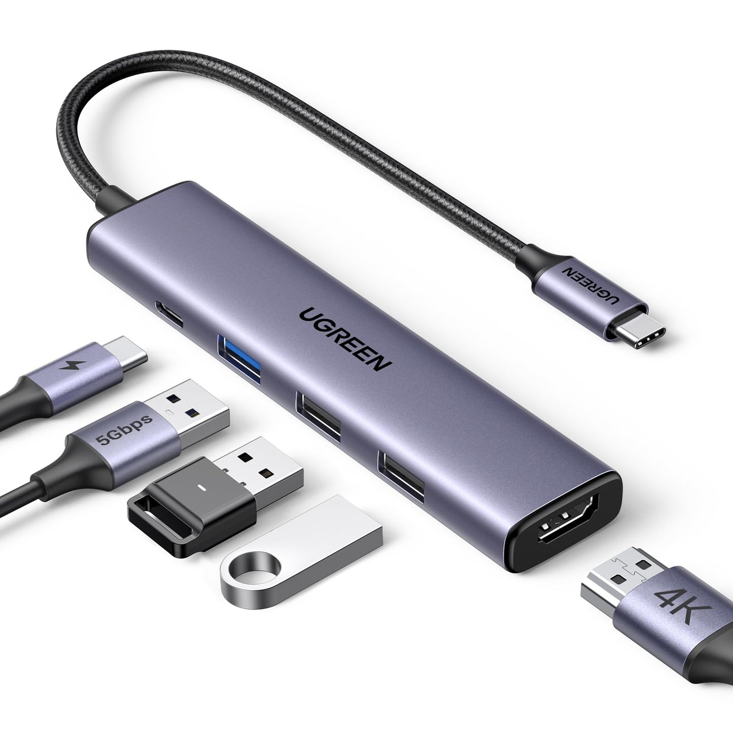 Adaptador Multipuerto USB C UGREEN Aluminio Compatible con MacBook M1 M2 iPad iPhone