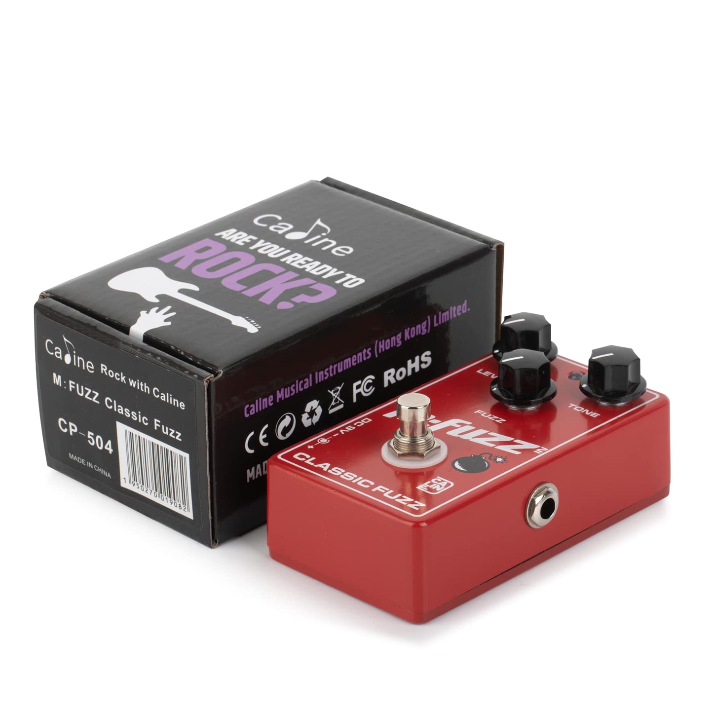 Caline CP-504 - Pedal de efecto de guitarra Fuzz True Bypass carcasa de aleación de aluminio, pedal M-FUZZ, color rojo