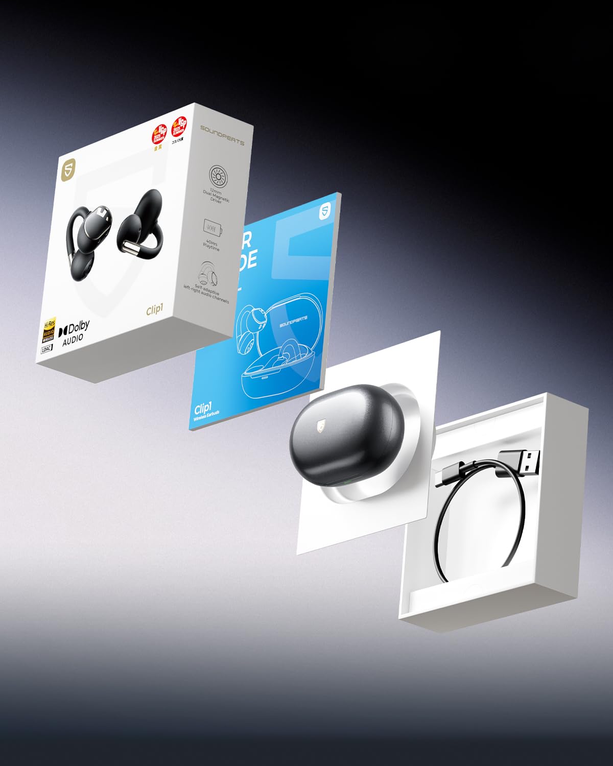 Audífonos Inalámbricos SoundPEATS Open Ear Bluetooth 6.0 Negro