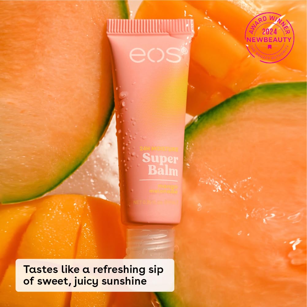 eos- Bálsamo hidratante 24 horas: sandía helada y mango melón, mascarilla para labios, tratamiento para labios de día o de noche, Ma