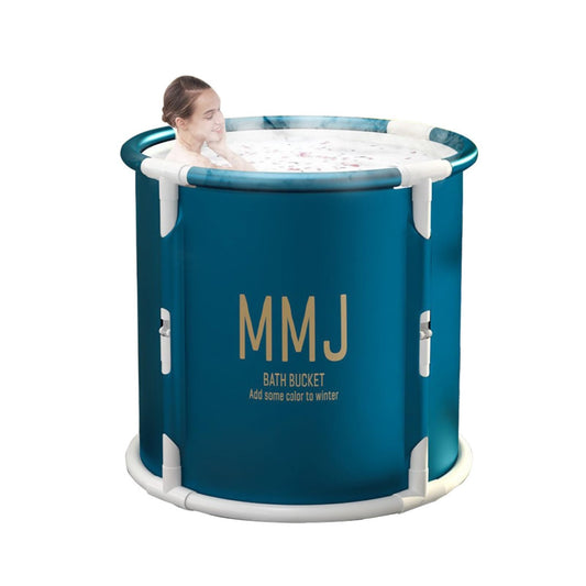 Bañera Plegable Portátil con Cojín de SPA Bañera Japonesa Verde Oscuro para Adultos y Niños