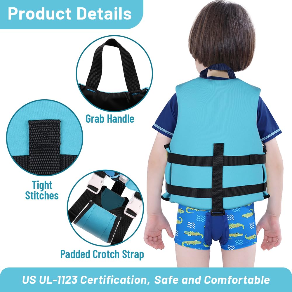 Boglia - Chaleco de natación para niños pequeños, flotadores para nadar con correa de seguridad ajustable para niños, 20 a 30 libras de 1 a 3 años