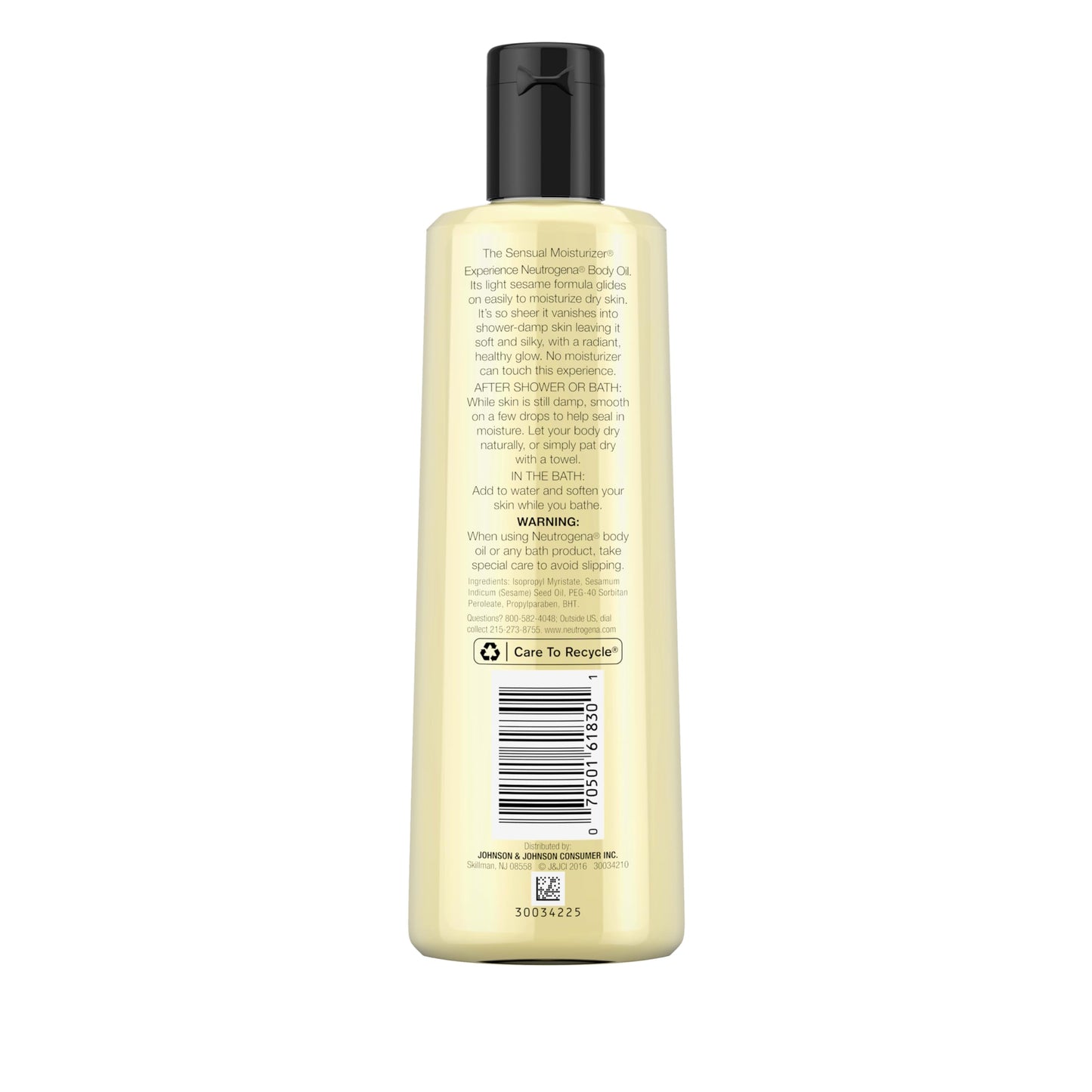 Neutrogena Fragrance-Free Lightweight Body Oil for Dry Skin, Sheer Moisturizer in Light Sesame Formula, 8.5 fl. oz