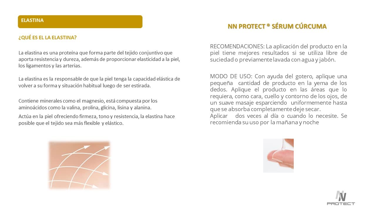 NN PROTECT | Serum con extracto de cúrcuma + Ácido hialuronico puro al 1.5% + colágeno + elastina 30 ml