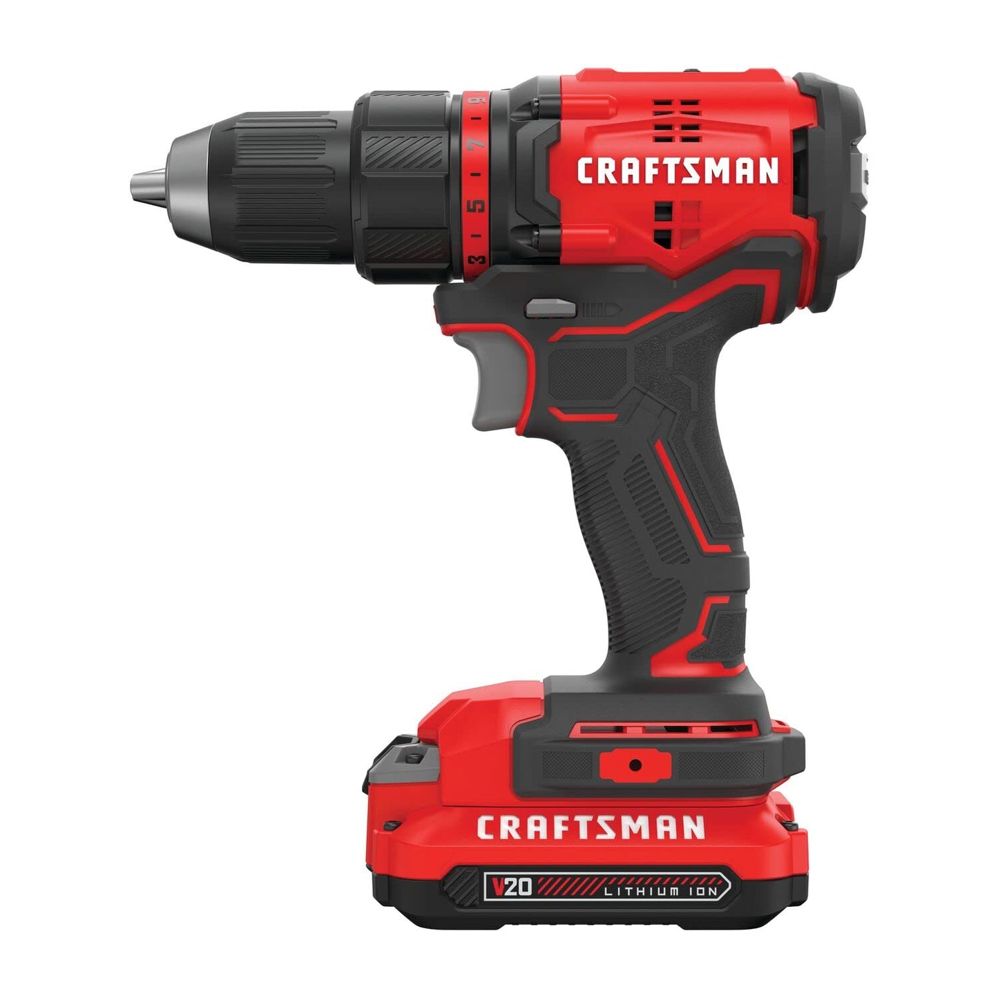 CRAFTSMAN Taladro Atornillador de 1/2 Pulgadas 20V Inalámbrico sin Carbones con 2 Baterías CMCD710C2