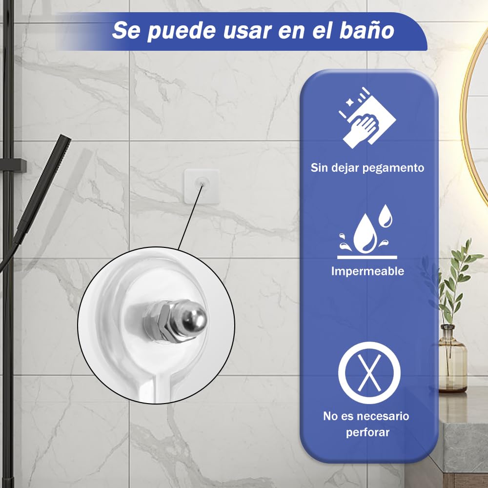 Freetis Ganchos Adhesivos Transparentes, Ganchos de Pared Sin Clavos, 10PCS Ganchos de Baño Adhesivos Ganchos Impermeables y Reutilizables Sin Costura (6 * 6/1.4)