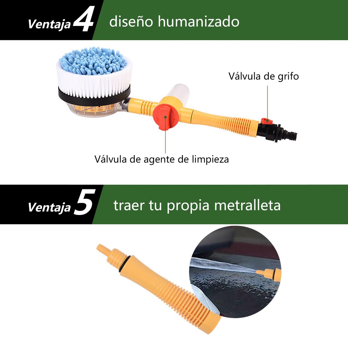 JKOKPMG Cepillo para Lavar Carros,Cepillo para Lavar Carros con Extension,Cepillo Giratorio para Lavar Carros,Cepillo para Polvo Giratorio de 360°,Pinceles Espuma Giratorio 3 In 1 15m