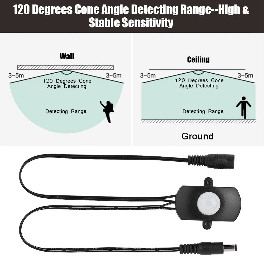 Detector de Movimiento PIR Mini Pomya Negro con Sensor para Tira LED