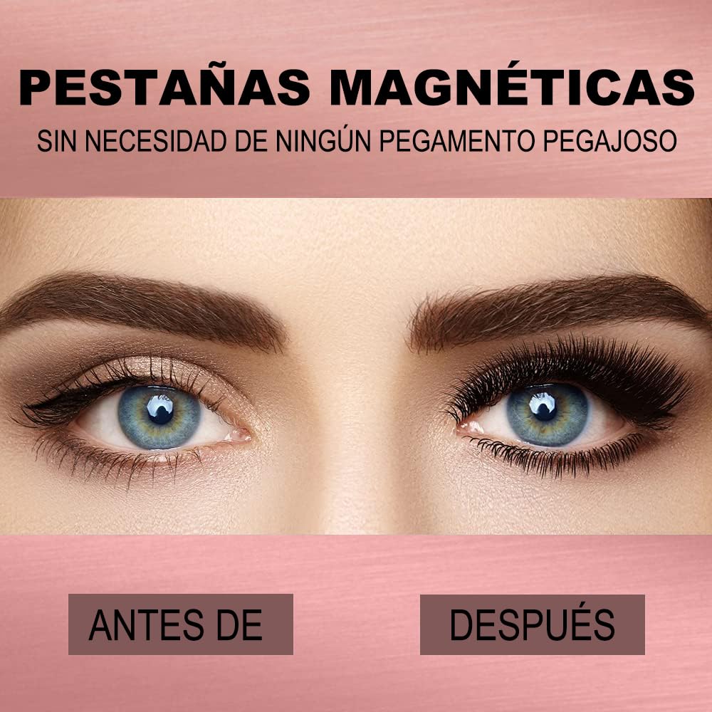 Pestañas Postizas Kit Completo, Pestanas Postizas Magnéticas Naturales 5 Pares, con Delineador Magnético y Pinzas, Extensiones de Pestanas 3D Iman, Reutilizables y Impermeable, No Necesita Pegamento