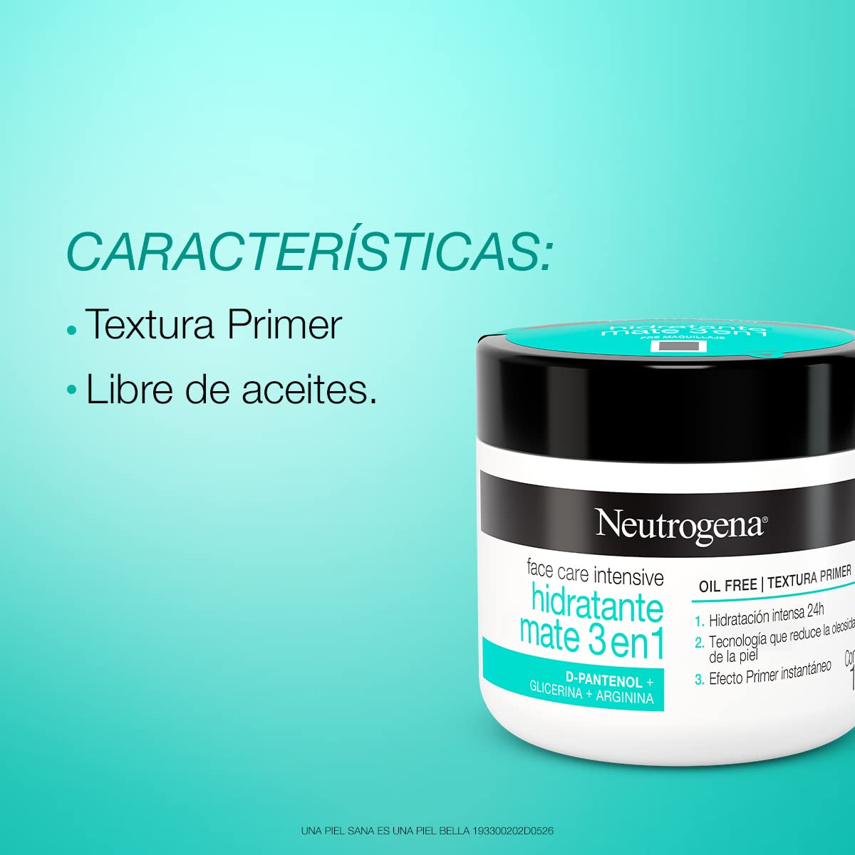 Crema Hidratante Facial Mate 3 en 1 Neutrogena Face Care Intensive D Pantenol 100g + Crema corporal en gel Hydro Boost Ácido Hialurónico 400 ml