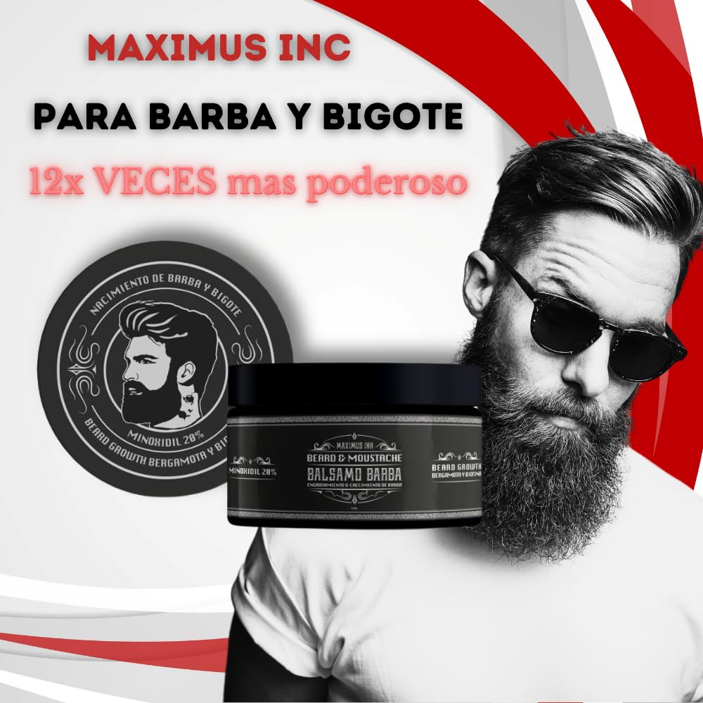 Tratamiento para Barba y Bigote – Bálsamo con 20% Bergamota - Estimula el crecimiento de Vello Facial, más densa saludable y atractiva - Cierra huecos - Es ideal para personas lampiñas o con barba - Tratamiento 1 Mes