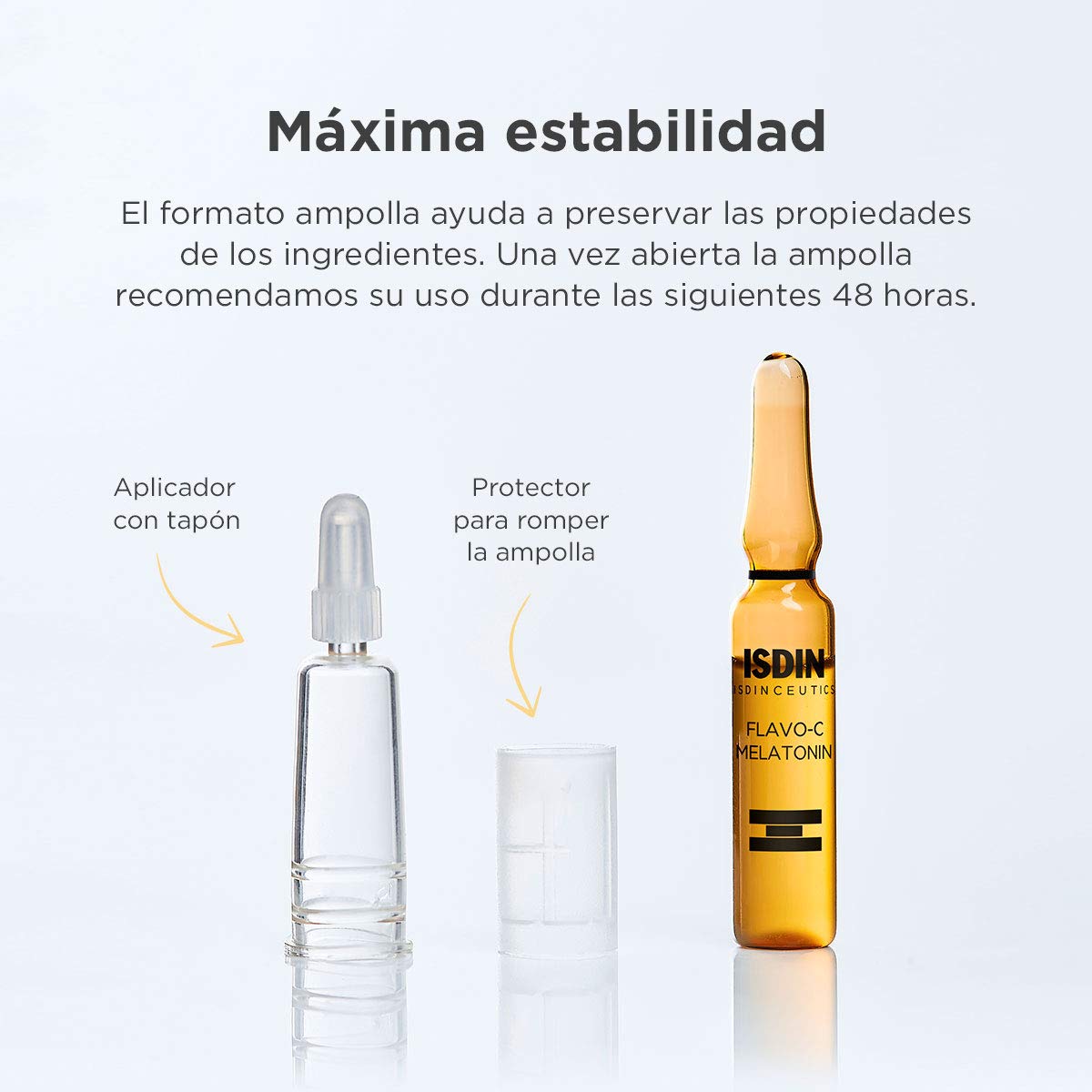 ISDIN Isdinceutics Flavo-C Melatonin Sérum Reparador de Noche, Ayuda a Estimular las Defensas Antioxidantes de la Piel Durante la Noche Monodosis 30 x 2ml