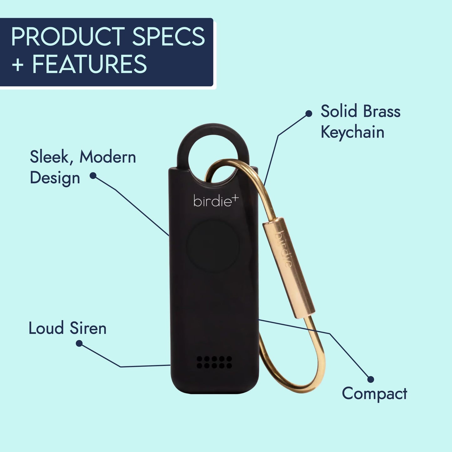 Alarma de Seguridad Personal Inteligente Birdie Azul con Sirena Fuerte y Bluetooth para Mujer