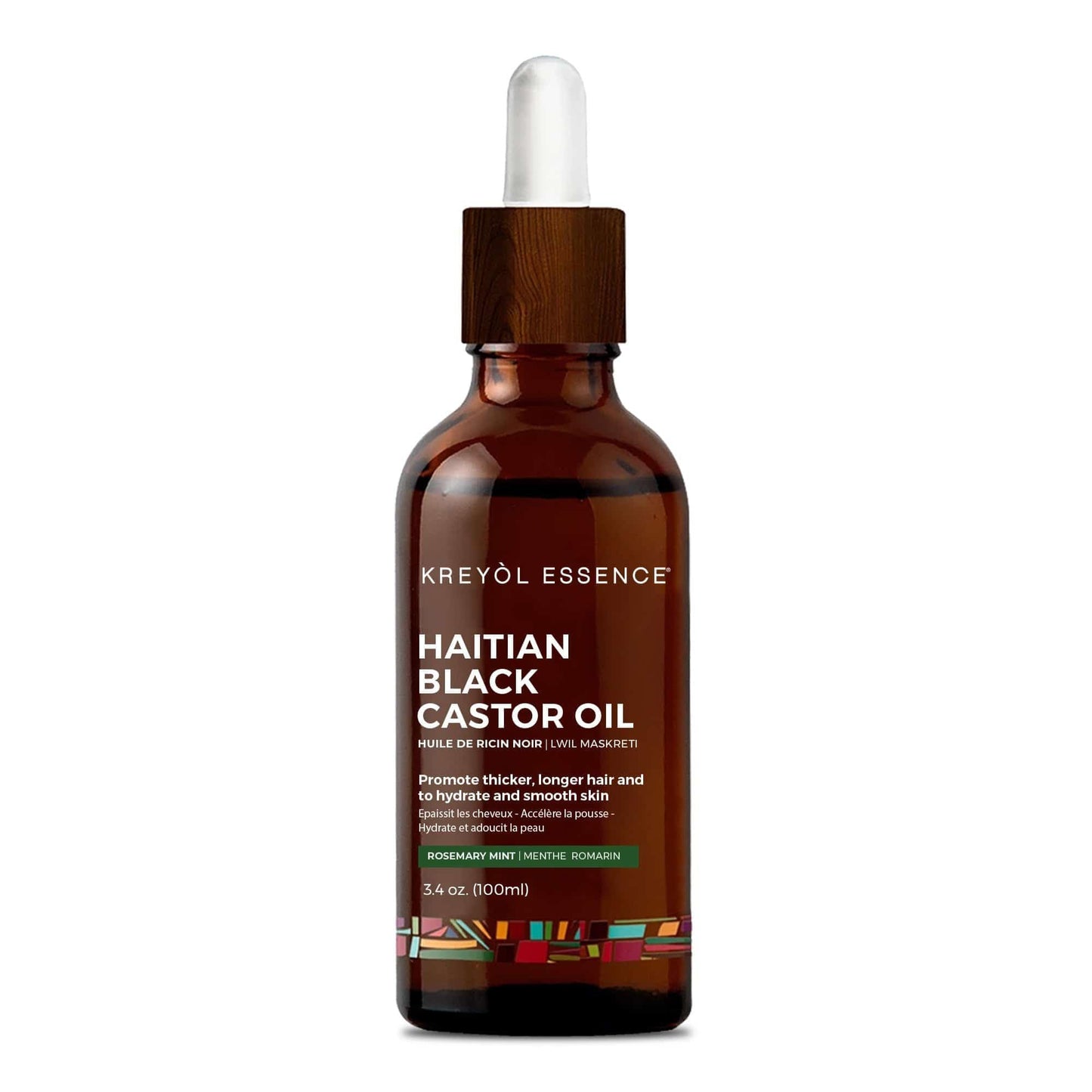 Haitian Black Castor Oil, Rosemary Mint - 100% Pure & Unrefined (Lwil Maskriti/Palma Christi) (3.4oz)