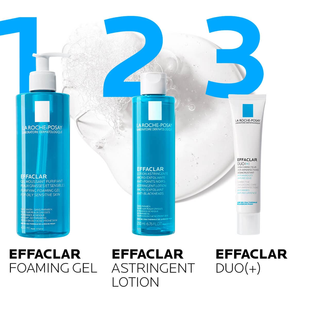 La Roche Posay Effaclar Mat Crema Facial Matificante para Piel Grasa, 40 ml + Effaclar Gel Purificante Gel Limpiador Facial para Piel Grasa, 400 ml
