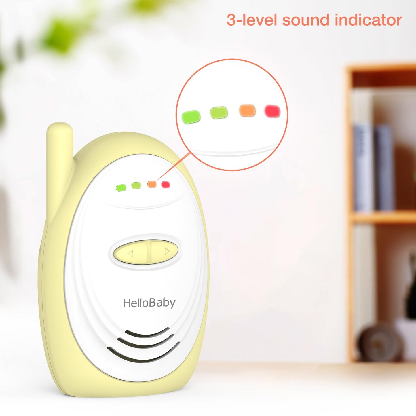 HelloBaby HB178 Monitor de bebé de Audio bidireccional con Sensor de Temperatura, Alerta de Sonido, lullabies y luz Nocturna, Alcance de hasta 1000 pies, HB178.