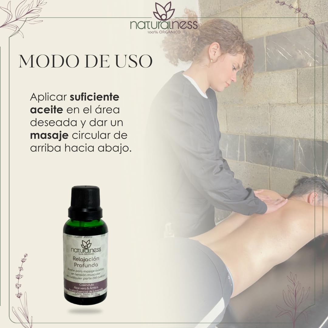 Aceite de Masaje Naturalness Extractos Herbales Aceites Esenciales Relajación Profunda 30 ml
