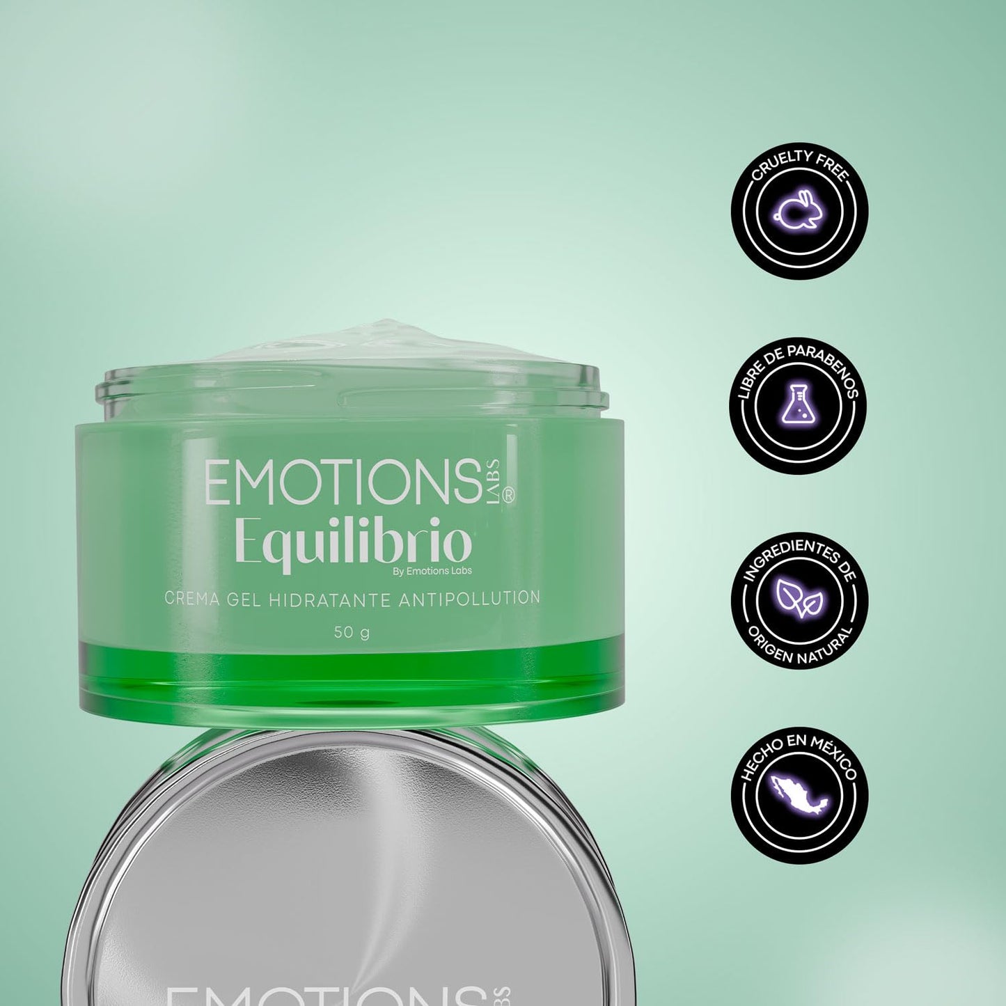 Emotions Labs | Crema Facial en Gel Equilibrio | Hidratante y Matificante | Con Ácido Salicílico, Niacinamida, Alga Laminaria y Bioflavonoides | Para Piel Grasa | Uso Día y Noche | Contenido 70g