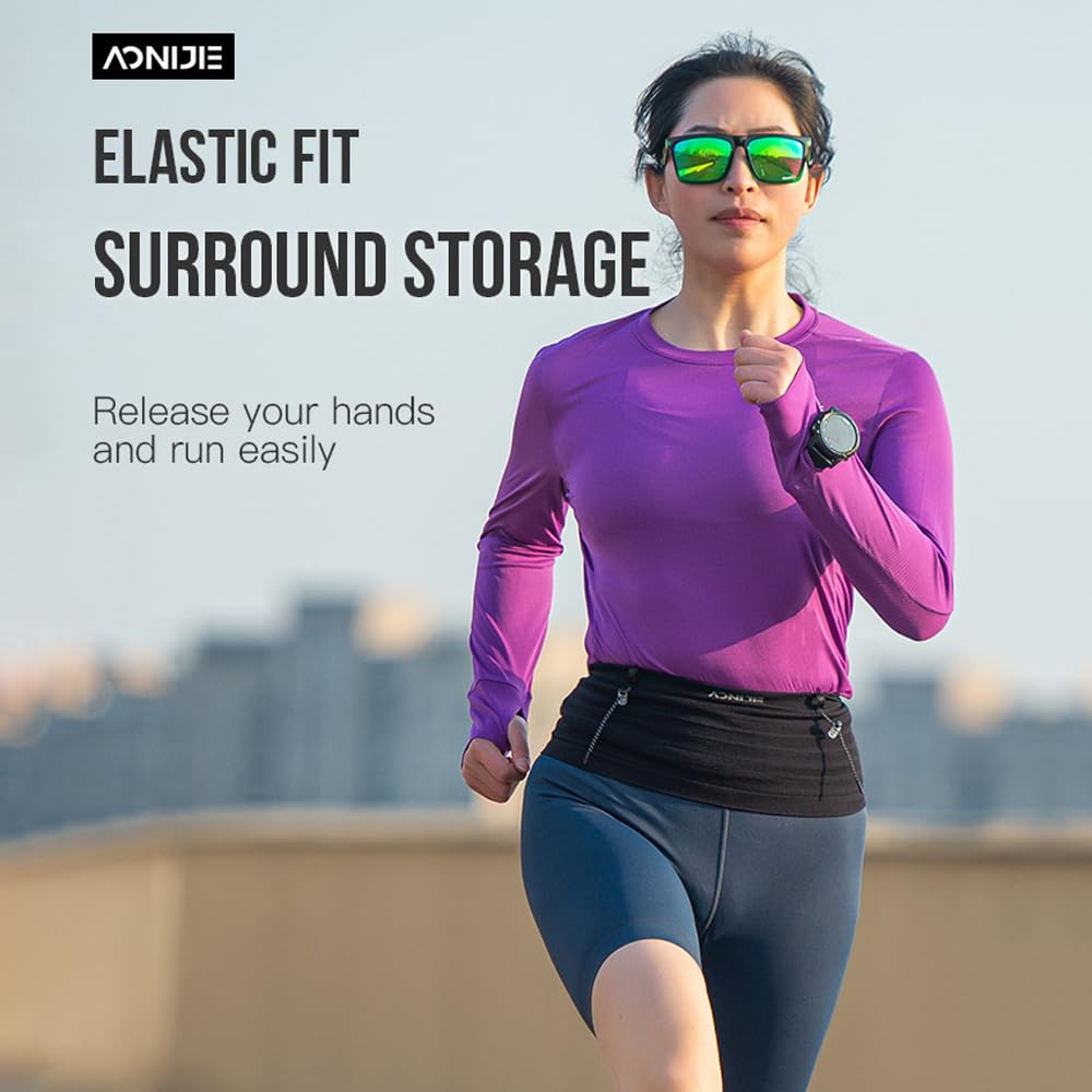 AONIJIE - Cinturón de hidratación para correr con frasco suave de 250 ml para mujeres y hombres, gran capacidad y ligero para ciclismo, escalada, maratón, Negro -, X-large, Deporte