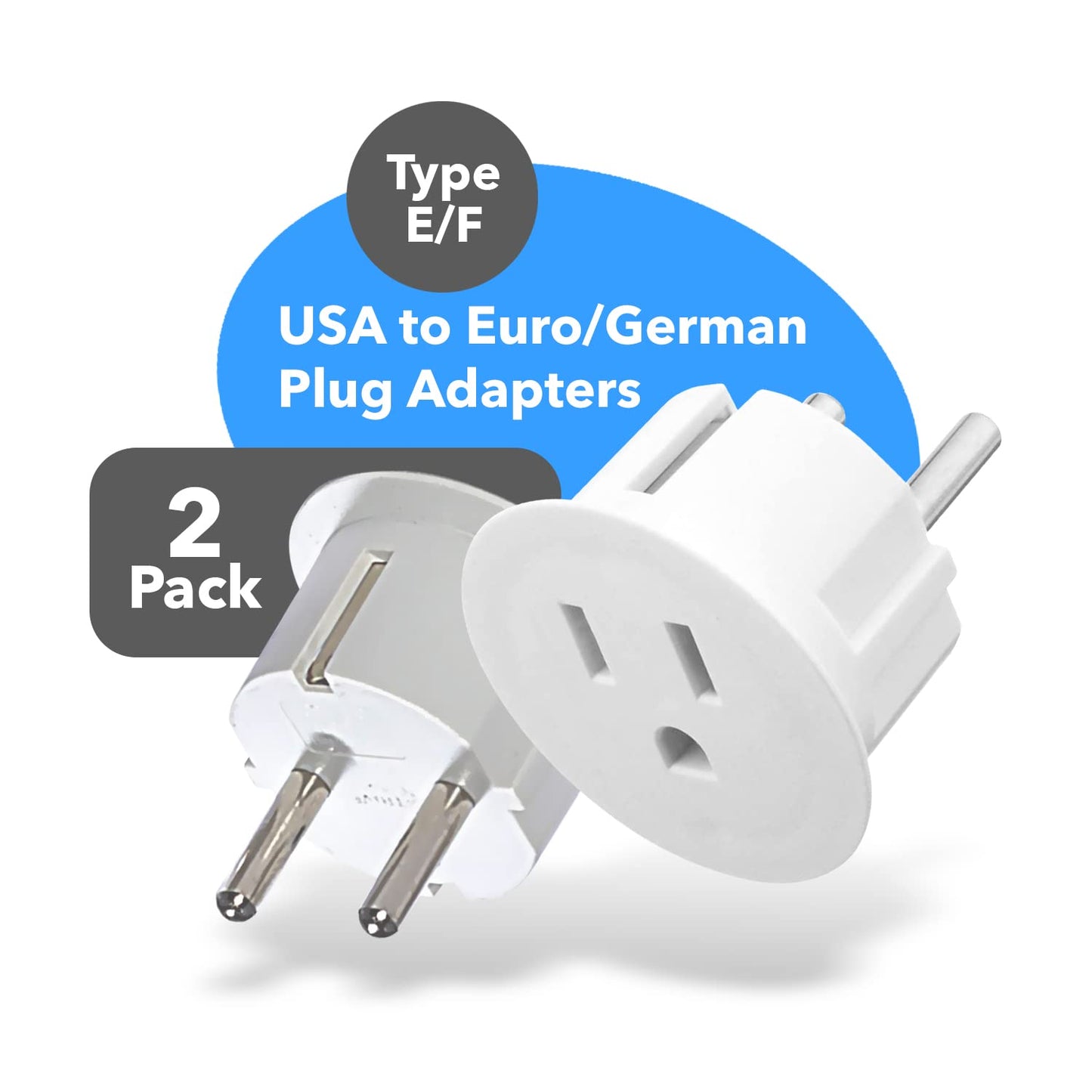 Adaptadores Orei Americano Schuko Europeo Certificado CE Alto Desempeño Empaque de 2