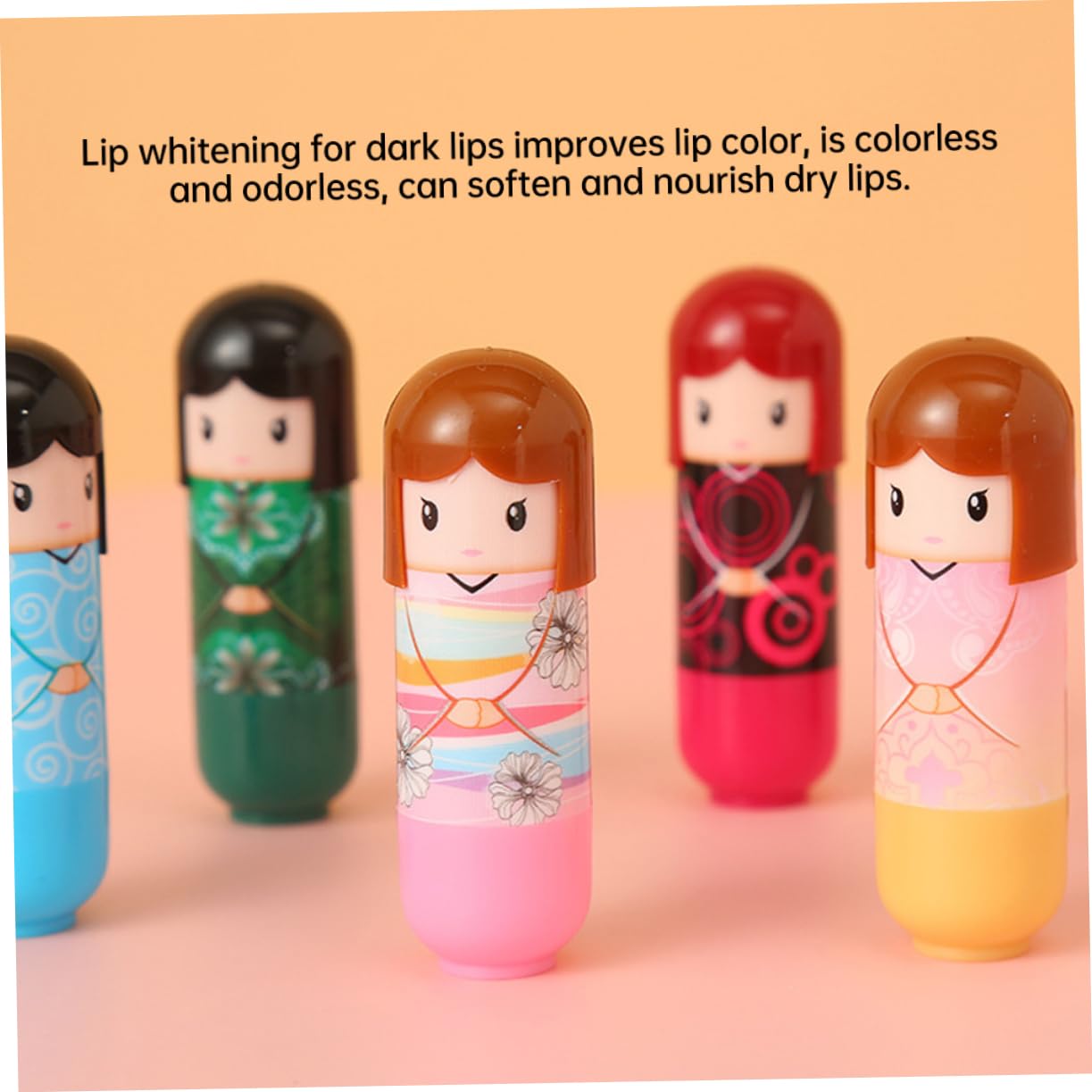 Bálsanos de labios, bálsamo labial con forma de muñeca 24 labios humectante de reparación de labios para eliminar la nutrición de la piel muerta (1 caja)
