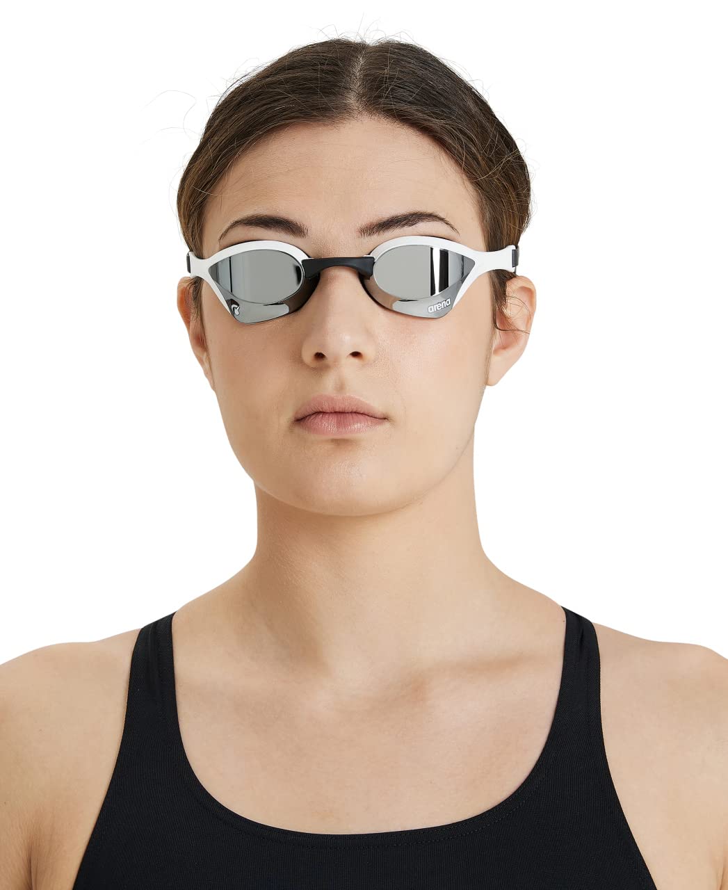 Arena Cobra Ultra Swipe Racing - anteojos de natación para Hombres y Mujeres, Lente Espejo, antivaho, protección UV, Plateado/Blanco
