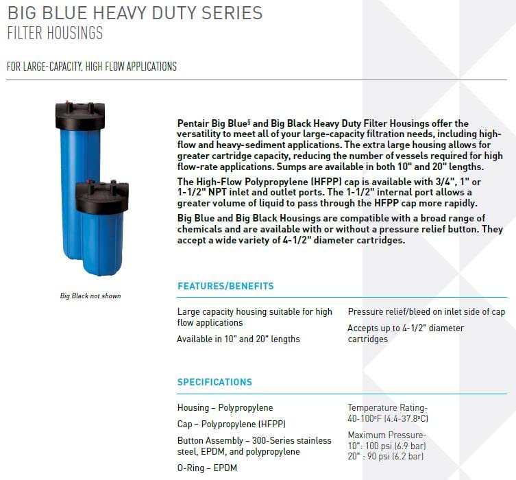 Pentek Big Blue Carcasa para filtro