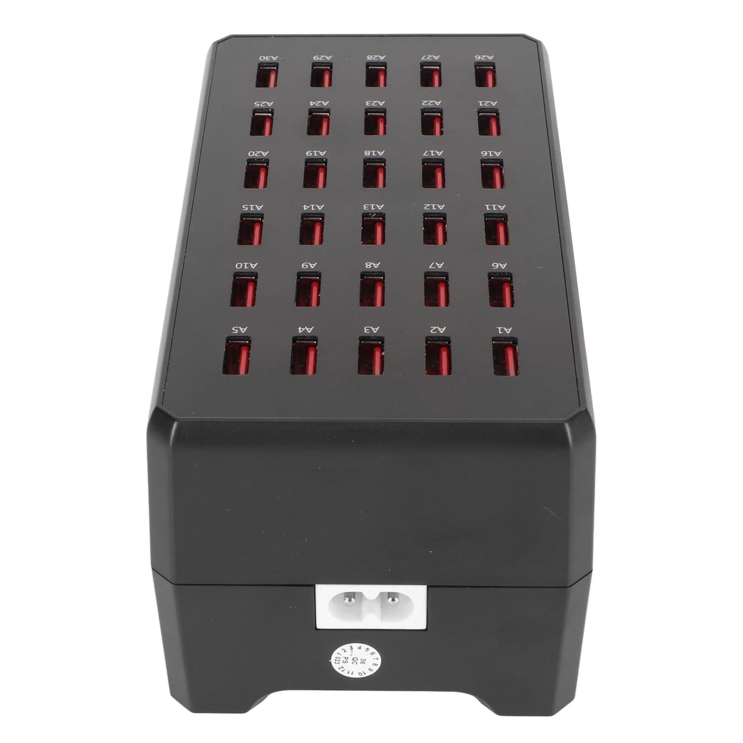 GLOGLOW Cargador USB Multipuerto, Salida de 1A a 2.4A Estación de Carga USB de 30 Puertos Reconocimiento de Carga Inteligente Ventilador Silencioso para Reuniones Familiares (Enchufe de