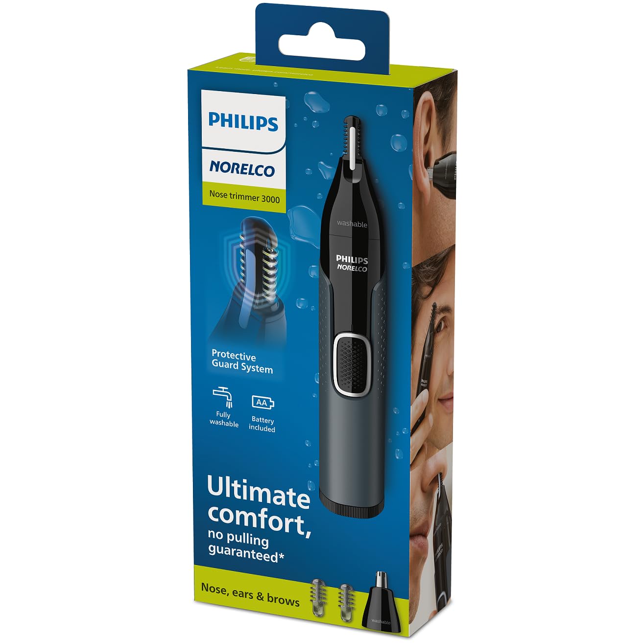 Philips Norelco NT3600/62 - Recortadora de nariz 3000, para nariz, orejas y cejas,