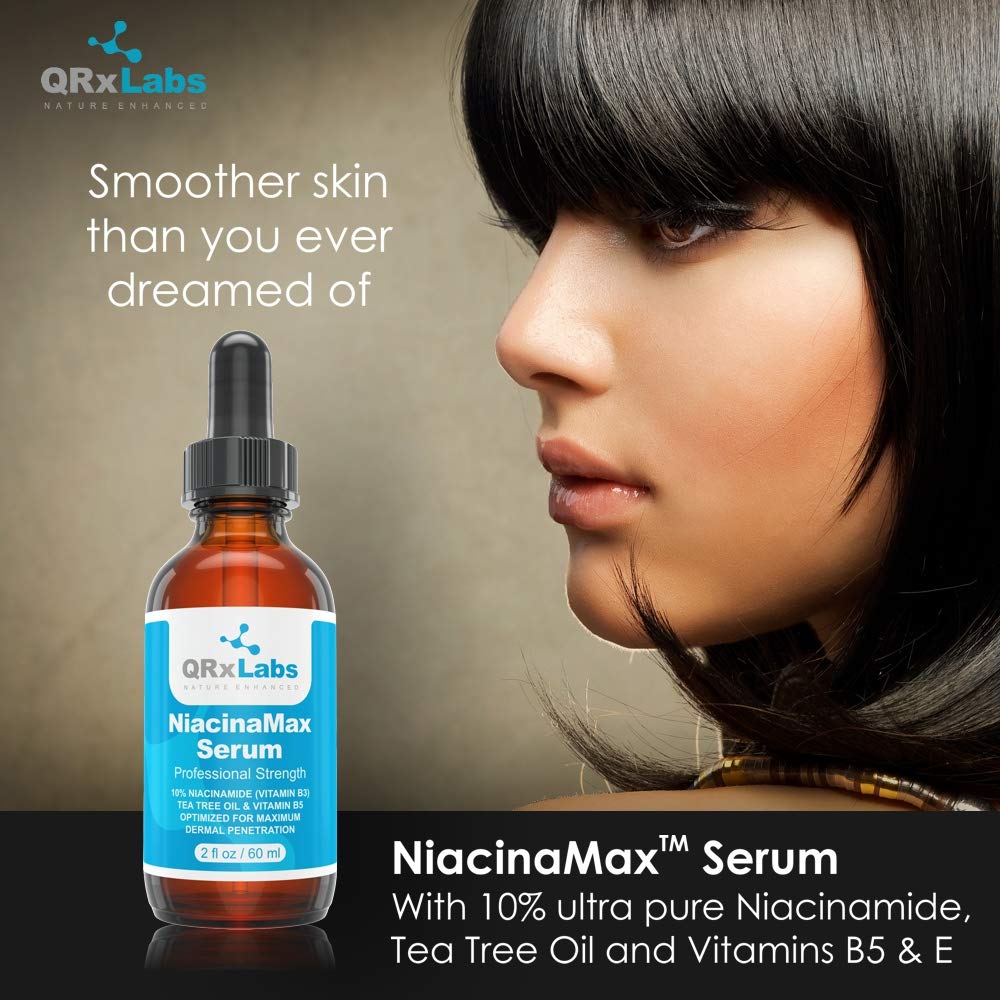NiacinaMax Serum with 10% Niacinamide (Vitamin B3), Tea Tree Oil, Calendula Extract, Allantoin and Vit. B5 & E â€" Enhanced Dermal Penetration â€" Shrinks Pores & Reduces Blemishes on Skin â€" 2 oz / 60 ml